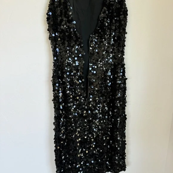 Vintage 1960's Gene Shelly Black Sequin Hourglass Gown 10